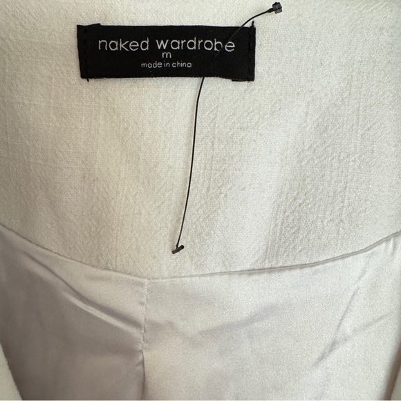 Naked Wardrobe White Linen Blend Oversized Blazer Size M - Picture 7 of 9